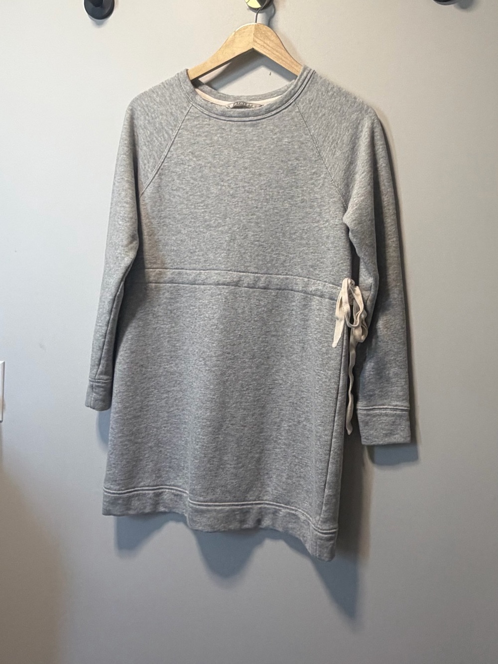 Athleta Light Gray Side-Tie Pullover Sweatshirt Dress